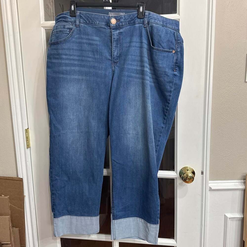 Wit & Wisdom Blue Denim Capri Pants Cuffed Hem Size 22W